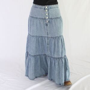 Maurices Light Blue A-Line Denim Skirt